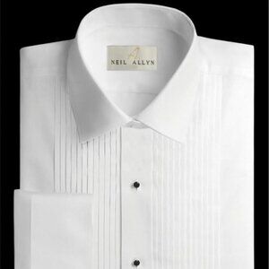 White Laydown Collar 1/4" Pleated (gently used) Neil Allen Tuxedo Shirt